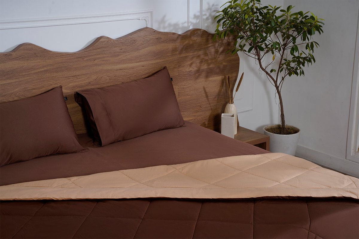 All Season Pure Cotton Reversible Comforter 300 TC Cocoa Brown & Biscotti Bliss