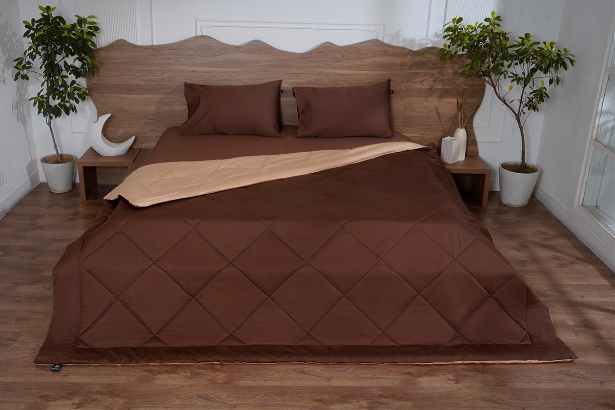 All Season Pure Cotton Reversible Comforter 300 TC Cocoa Brown & Biscotti Bliss