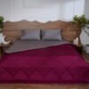 All Season Pure Cotton Reversible Comforter 300 TC Mulberry Red & Celestial Gray