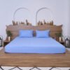 Premium Cotton Striped Fitted Bed Sheet 300 TC Bel Air blue