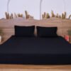 Premium Cotton Striped Fitted Bed Sheet 300 TC Black Onyx