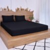 Premium Cotton Striped Fitted Bed Sheet 300 TC Black Onyx