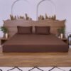 Premium Cotton Striped Fitted Bed Sheet 300 TC Cocoa Brown