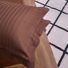 Premium Cotton Striped Fitted Bed Sheet 300 TC Cocoa Brown