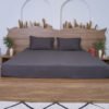 Premium Cotton Striped Fitted Bed Sheet 300 TC Granite Gray