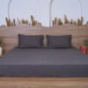 Premium Cotton Striped Fitted Bed Sheet 300 TC Granite Gray