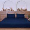 Premium Cotton Striped Fitted Bed Sheet 300 TC Midnight Navy