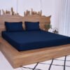 Premium Cotton Striped Fitted Bed Sheet 300 TC Midnight Navy