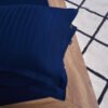 Premium Cotton Striped Fitted Bed Sheet 300 TC Midnight Navy