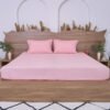 Premium Cotton Striped Fitted Bed Sheet 300 TC Quartz pink