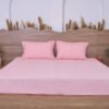 Premium Cotton Striped Fitted Bed Sheet 300 TC Quartz pink