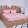 Premium Cotton Striped Fitted Bed Sheet 300 TC Quartz pink