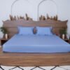 Premium Cotton Solid Fitted Bed Sheet 300 TC Bel Air blue