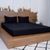 Premium Cotton Solid Fitted Bed Sheet 300 TC Black Onyx