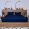 Premium Cotton Solid Fitted Bed Sheet 300 TC Midnight Navy