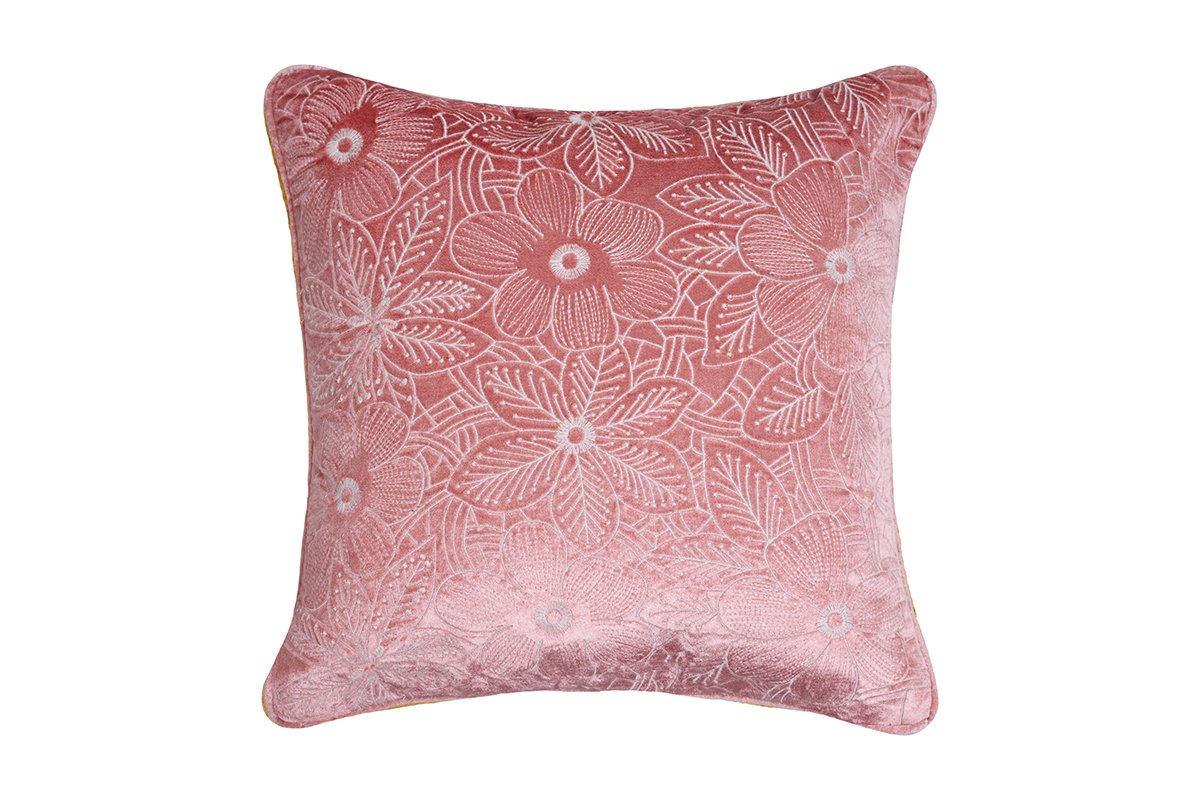 Blush Botanical Bliss Embroidered Cushion Cover