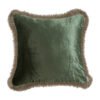 Evergreen Fringed Velvet Cushion Cover