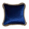 Midnight Sapphire Fringed Velvet Cushion Cover