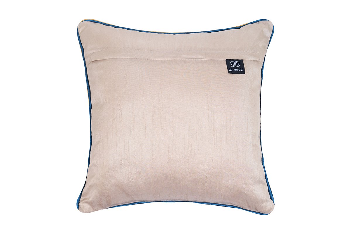 Navy Spring Serenade Hand Embroidered Cushion Cover