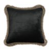 Black Fringed Velvet Cushion Cover