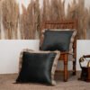 Black Fringed Velvet Cushion Cover