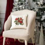 The Holly Sprig Embroidered Cushion Cover (Set Of 2)